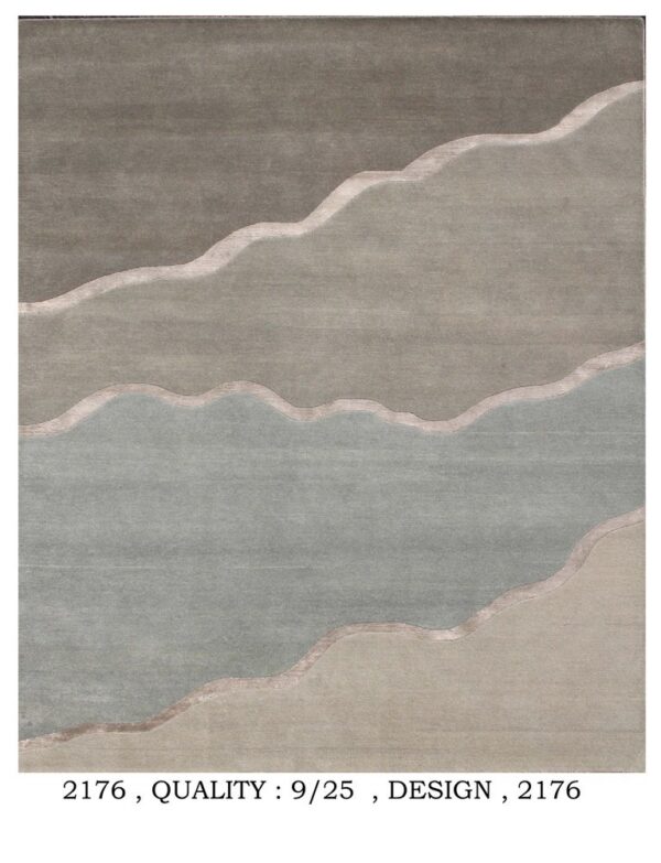 Modern area rug beige grey tones simple 4 section design